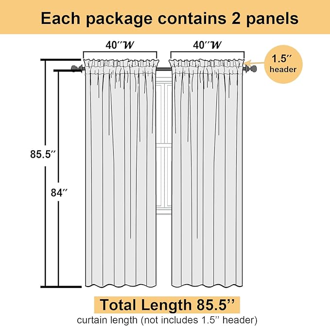 Lecloud Gold Sheer Curtains 84 Inches Long 2 Panels, Light Filtering Airy Voile - Image 6