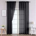 Black Sheer Curtains 90 Inches Long 2 Panels Set by WelvetBLK