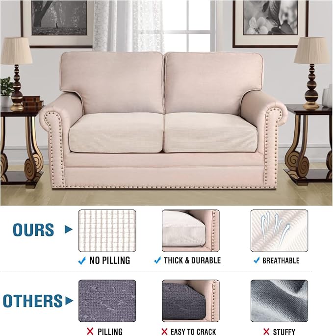 H.VERSAILTEX Super Stretch Individual Seat Cushion Covers Sofa Covers Couch - Image 2