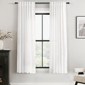 White Linen Curtains 63 inch Length 2 Panel Set by Jolilight