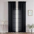 Chyhomenyc Black Sheer Curtains 96 Inch Length 2 Panels Set, Light Filtering by Chyhomenyc