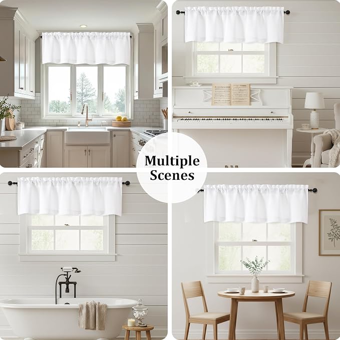 OWENIE White Valances for Windows 1 Pcs 18 Inch Length, Light Filtering - Image 7
