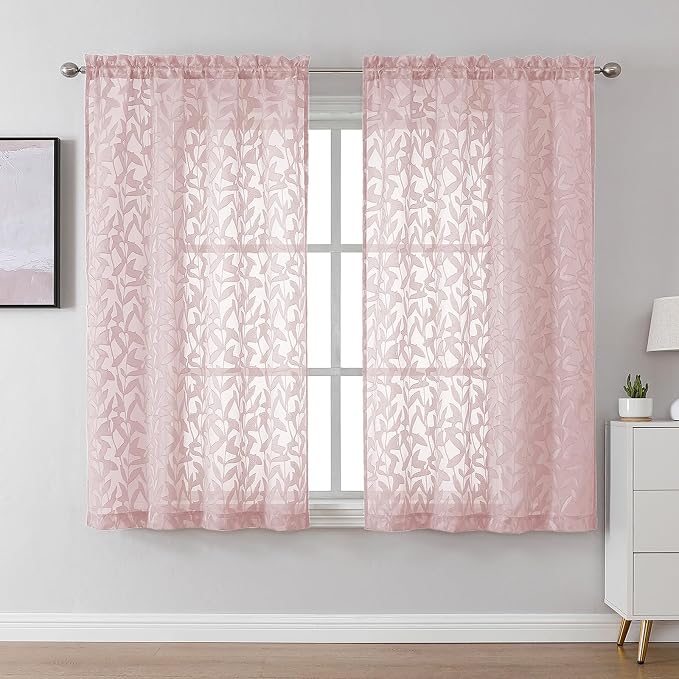 Lecloud Leia Blush Pink Sheer Curtains by Lecloud