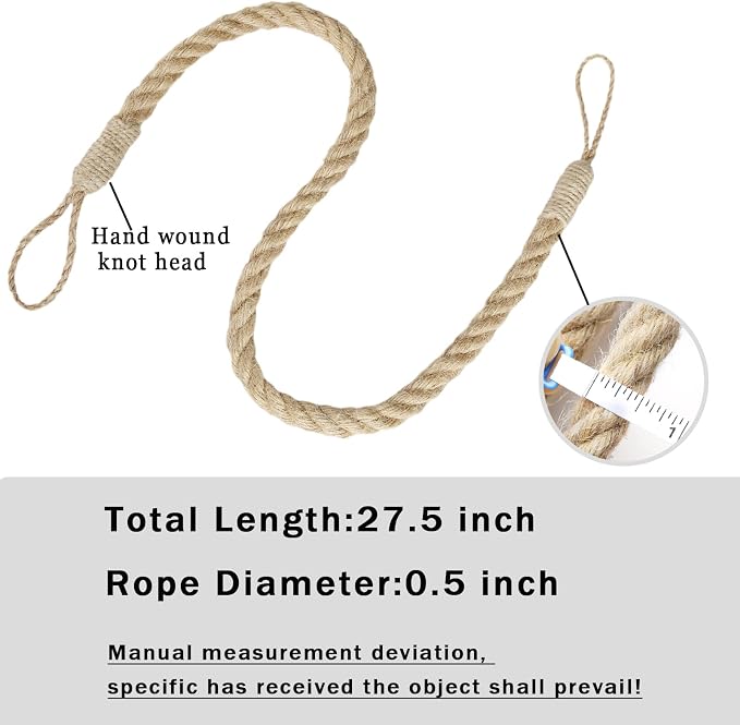 BEL AVENIR Jute Curtain Tiebacks Ropes Tie-Backs, Handmade Curtain Holdbacks - Image 2