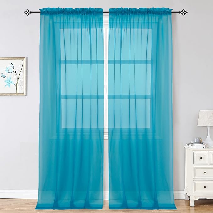 OWENIE Marine Sheer Curtains 96 Inch Length, Elegant Sheer Curtains by OWENIE
