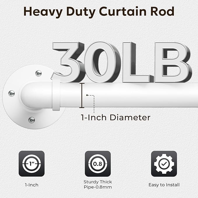 Zeerobee Curtain Rods for Windows 72 to 144, 1 Inch Industrial Wrap Around - Image 4