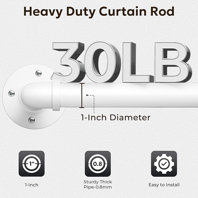 Zeerobee Curtain Rods for Windows 32 to 72, 1 Inch Industrial Wrap Around White - Image 4