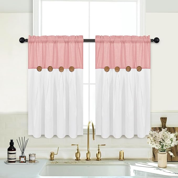 FRAMICS Farmhouse Kitchen Curtains 36 Inch Length, Rustic Cotton Linen Tier - Image 2