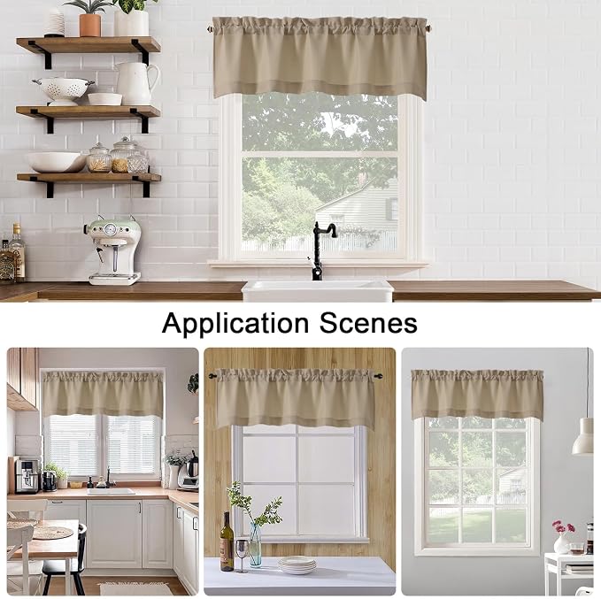 Chyhomenyc Camel Valance for Windows, Light Filtering Faux Linen Solid Short - Image 6