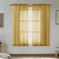 OVZME Gold Sheer Curtains 54 Inches Long 2 Panels by OVZME