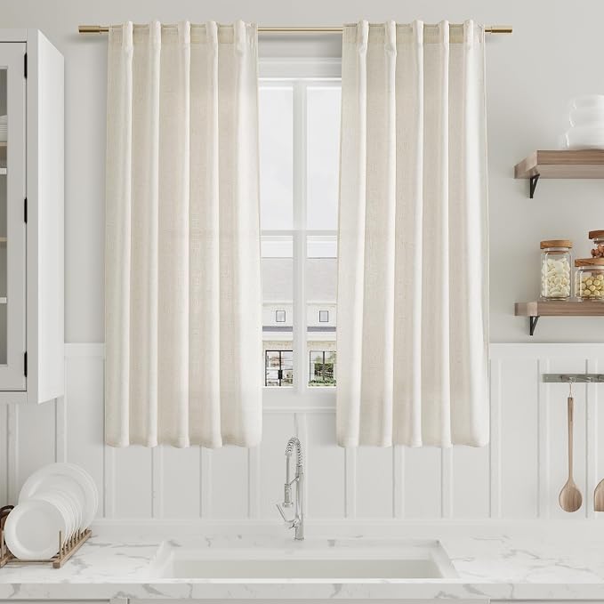 Nanspring Linen Curtains 63 Inch Length 2 Panels Set - Image 6