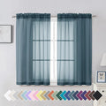 Aiyufeng Dusty Blue Sheer Curtains 45 inches Long, Short Kitchen Window by Aiyufeng