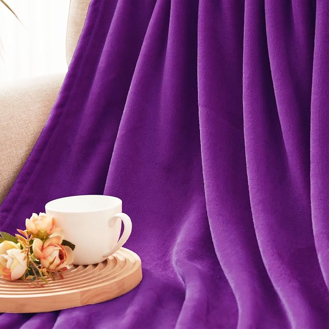 Exclusivo Mezcla Fleece Purple Throw Blanket - Image 7