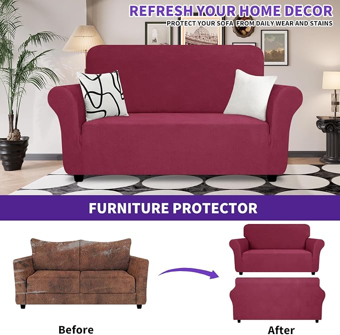 ZNSAYOTX Super Stretch Loveseat Covers, New Striped Love Seat Slipcover - Image 2