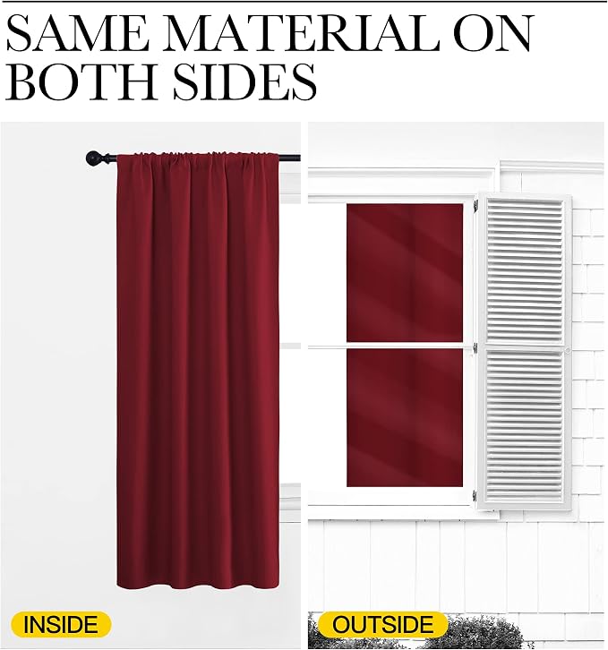 NICETOWN Christmas Burgundy Blackout Curtains and Drapes - Image 6