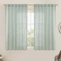 LAMIT Semi Sheer Linen Curtains 54 Inch Length 2 Panels, Light Sage Light by LAMIT