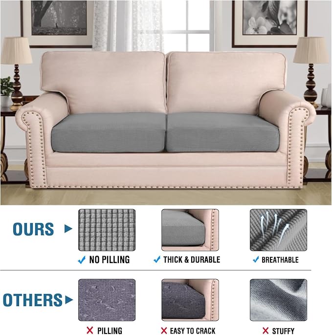 H.VERSAILTEX Super Stretch Individual Seat Sofa Covers Slipcover Sets Thick - Image 2