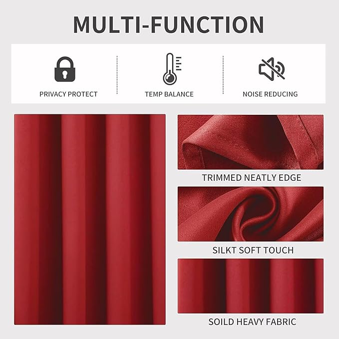 Joydeco Red Custom Solid Single Blackout Curtain - Image 4