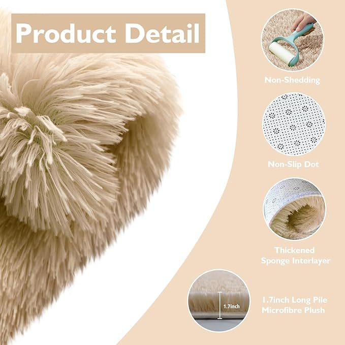 Shag Area Rug for Bedroom 4x6, Soft Fuzzy Rug Non-Shedding Indoor Plush Carpet - Image 3