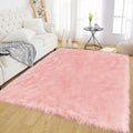 Latepis Pink Bedroom Rug 4x6 Area Faux Sheepskin Rug Fluffy Fur Rugs by Latepis