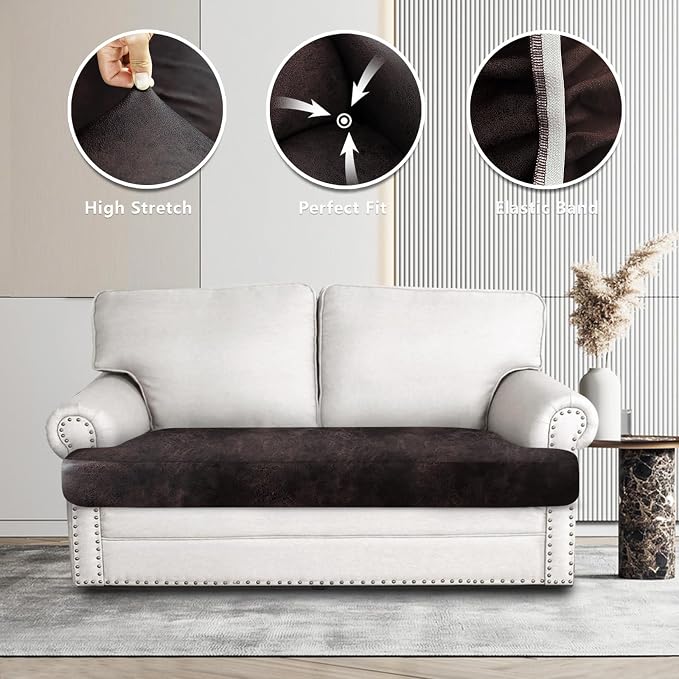 Leather Look Couch Cushion Covers Sofa Seat Slipcovers Sets Couches Furniture - Image 6