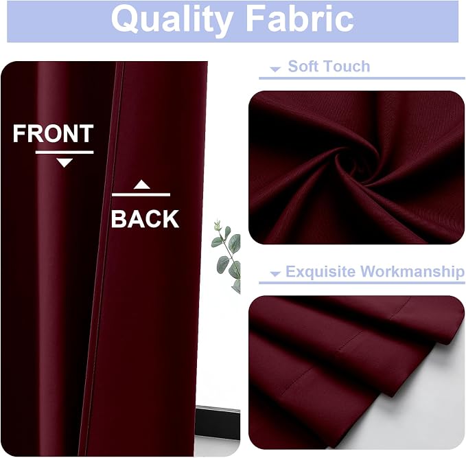 Simplebrand Ava Burgundy Short Blackout Curtains - Image 3