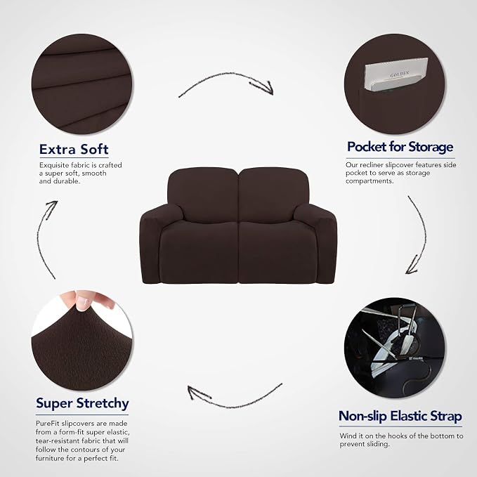 PureFit Super Stretch Loveseat Recliner Sofa Couch Cover - Image 3