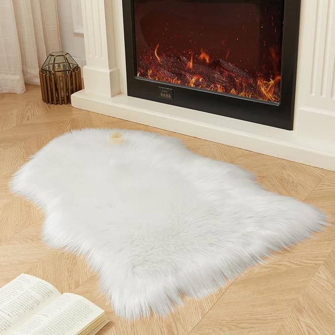 AMTOVO Faux Fur Rug, Fluffy Sheepskin Rug, Fuzzy Ultra Soft 2 x 3 ft Shag Rugs - Image 6