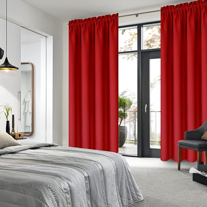 DWCN Red Room Darkening Blackout Curtains - Image 2