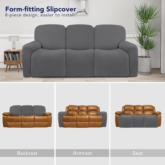 PureFit Super Stretch 3 Seats Recliner Sofa Couch Cover - Image 4