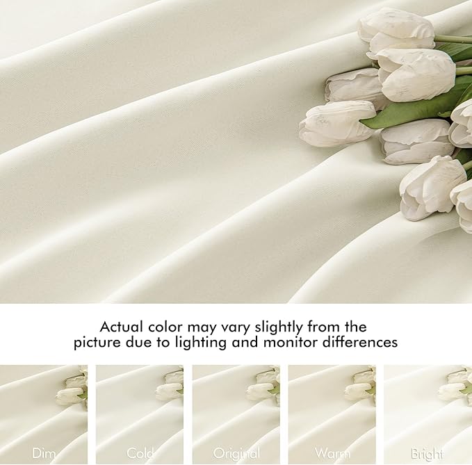 MIULEE Cream Back Tab Blackout Curtains 90 Inches Long 2 Panels Set - Image 8