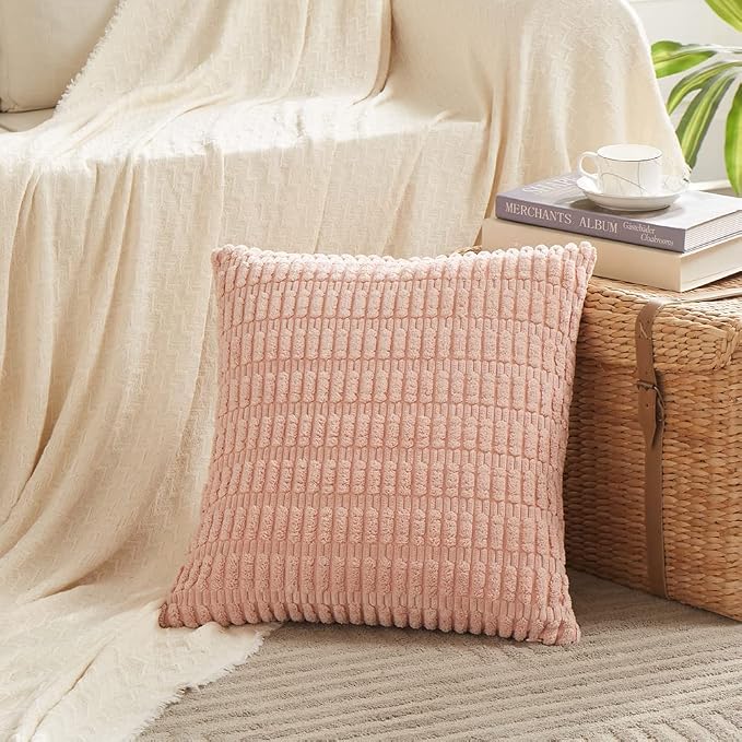 Fancy Homi 4 Packs Boho Pink Decorative Throw Pillow Covers 22x22 Inch - Image 2