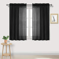 DWCN Black Sheer Curtains Semi Transparent Voile Rod Pocket Curtains by DWCN