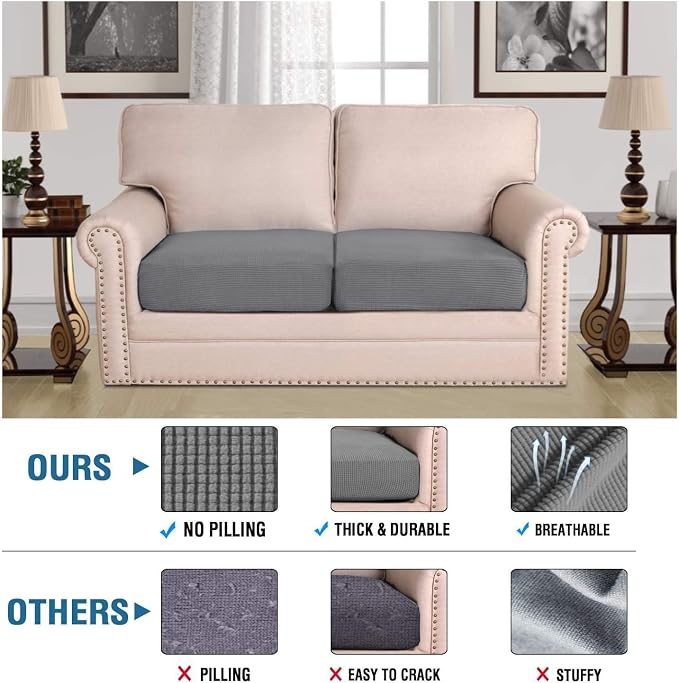 H.VERSAILTEX Super Stretch Individual Seat Cushion Covers Sofa Couch Slipcover - Image 2