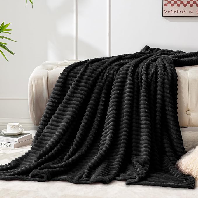 BEDELITE Fleece Blanket Twin Size – 3D Ribbed Jacquard Soft and Warm Decorative - Image 2