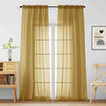 Gold Sheer Curtains for Window 96 Inches Long 2 Panels Set, Soft Airy Light by Home
