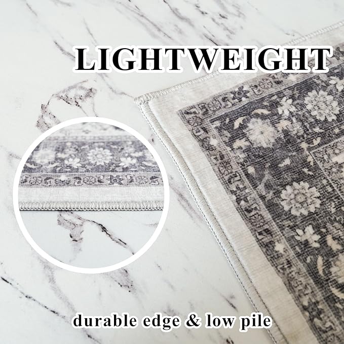 Washable 2x3 Entryway Area Rug: Vintage Soft Thin Door Mat - Image 8