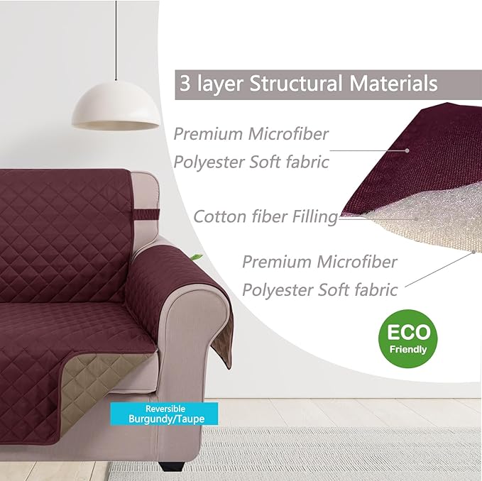 U-NICE HOME Reversible Oversized Chair Covers Quilted Water Repellent Pet - Image 5
