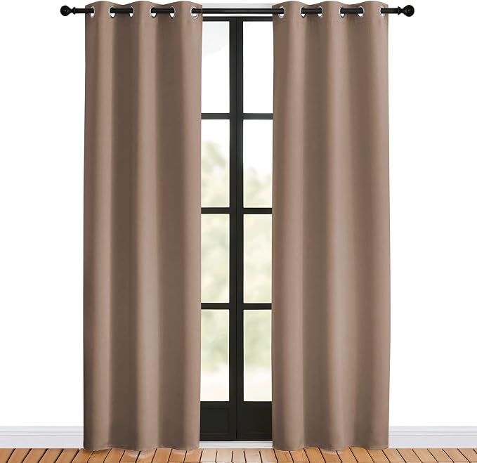 NICETOWN Blackout Window Curtains 80 inch Long, 2 Panels, 34 inch, Cappuccino - Image 2