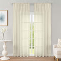 OWENIE Cream Sheer Curtain 90 Inches Long 2 Panels Set, Solid Filmy Drapes by OWENIE