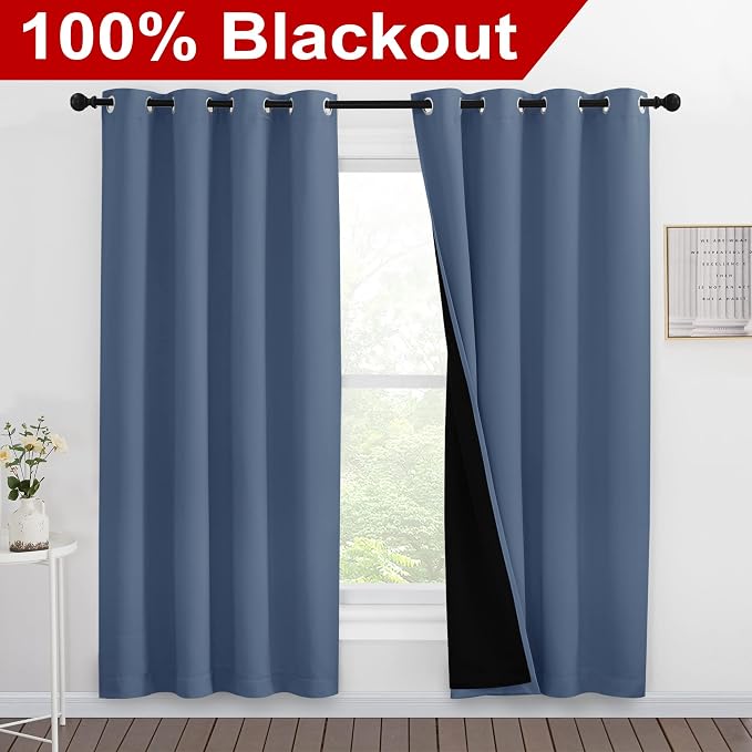 NICETOWN Full Shade Curtain Panels 78 inches Long, Pair of Energy Smart & Noise - Image 2
