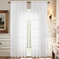 Aiyufeng White Sheer Curtains 90 Inches Long, Light Filtering Rod Pocket Solid by Aiyufeng