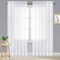 DWCN White Sheer Curtains 96 inch Length 2 Panels Set, Elegant Rod Pocket Solid by DWCN