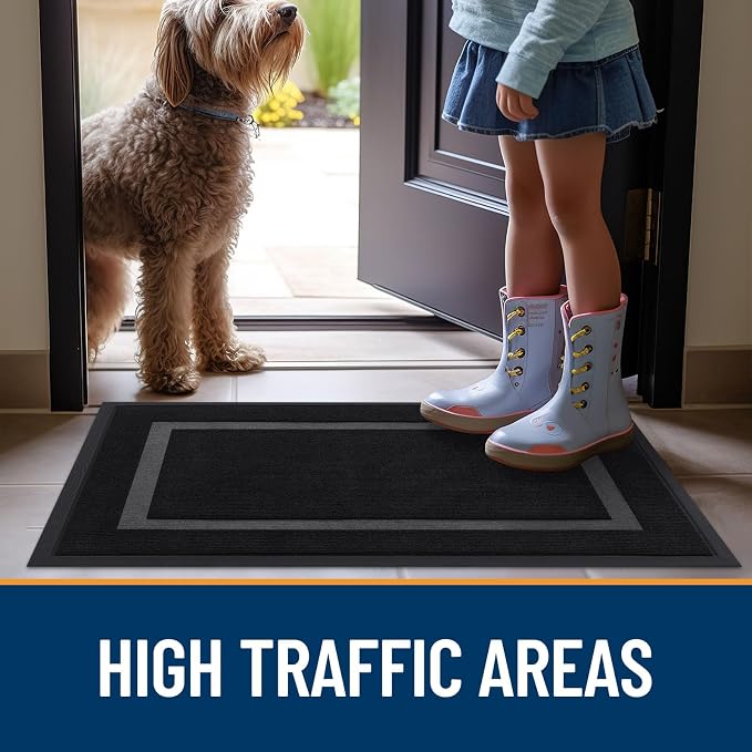 OLANLY Front Door Mat 23.5x15.5, All-Season Heavy-Duty Rubber Doormat | Black - Image 7