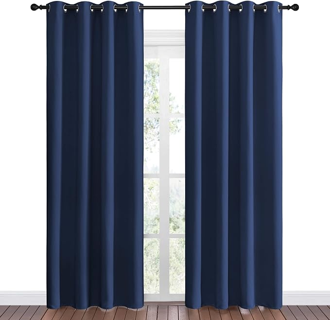 NICETOWN Navy Blackout Curtains 86" Long - Image 2