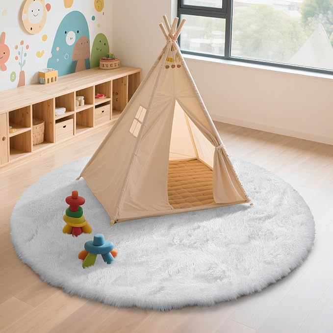 yulidayang White Fluffy Round Area Rugs - Image 5