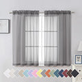 Aiyufeng 2 Piece Grey Short Sheer Curtains 45 Inch Length, Light Filtering by Aiyufeng