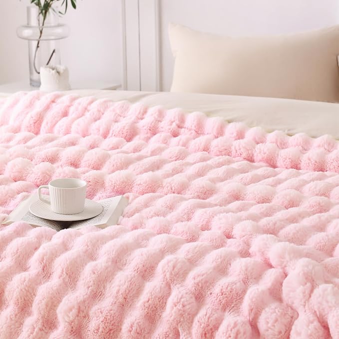 COOVA Faux Fur Throw Blanket for Couch, Cozy Soft and Fuzzy Plush Rabbit Fur - Image 3