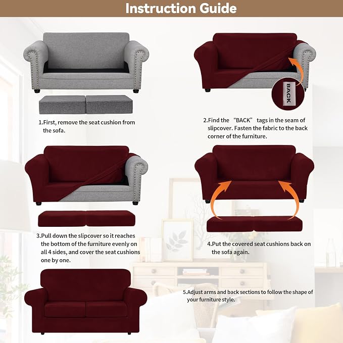WEERRW Velvet Couch Covers for 2 Cushion Couch Sofa - Image 6