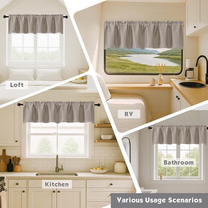 Chyhomenyc Stone Valances for Window, Room Darkening Short Curtains for Kitchen - Image 7